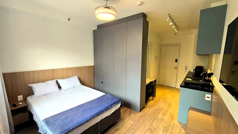 Estúdio de Airbnb com móveis planejados sob medida em MDF — Vl. Mariana, Oficina 306, São Paulo